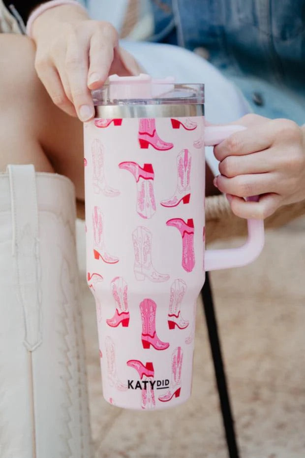 Light Pink Western Boots Wholesale Tumbler Cup w/ Handle