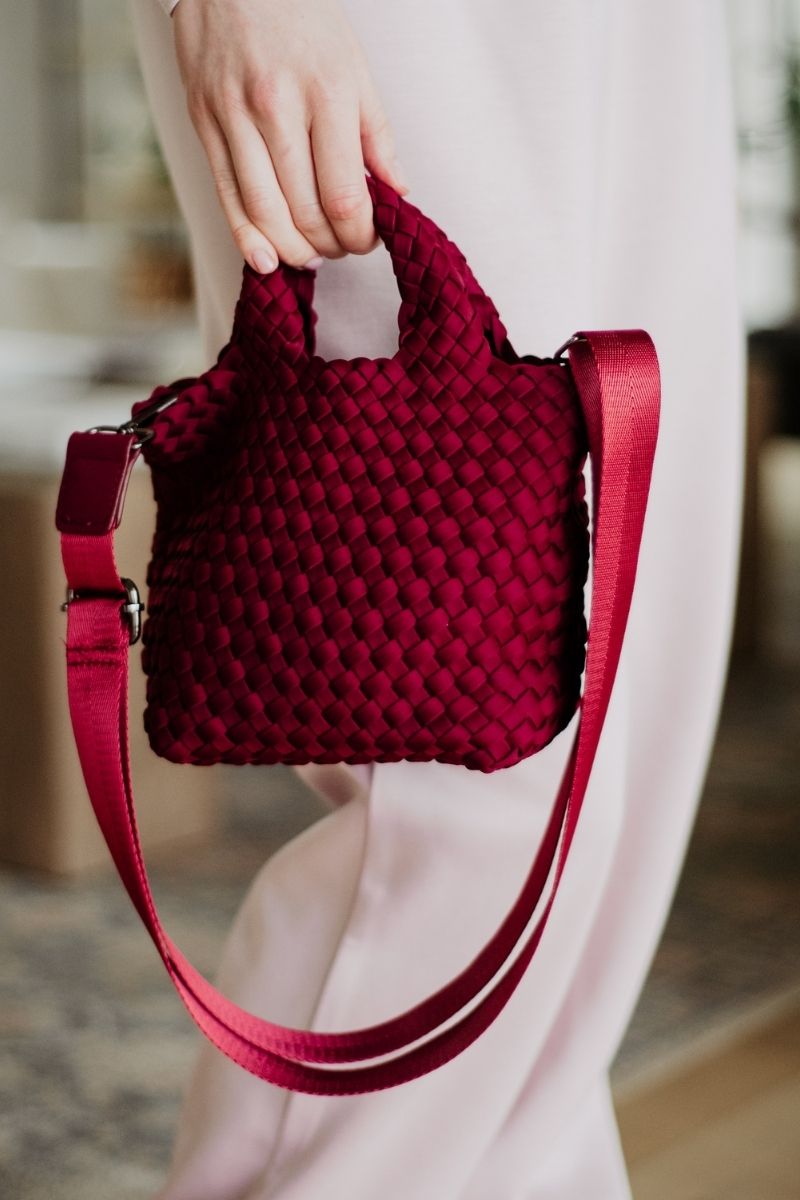 Wine Woven Wholesale Bucket Bag Crossbody