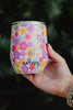Groovy Multicolored Flowers Wholesale Wine Tumbler Cup