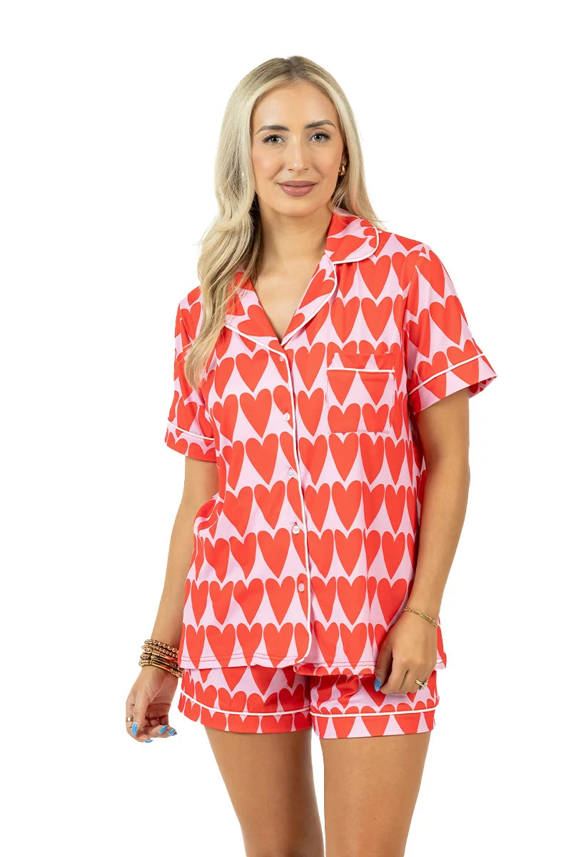 Pink and Red Hearts Wholesale Loungewear Set