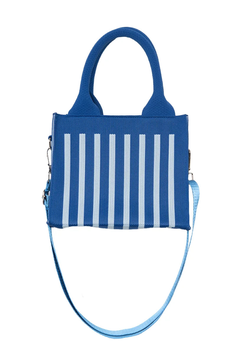 Blue Striped Wholesale Structured Mini Tote Purse