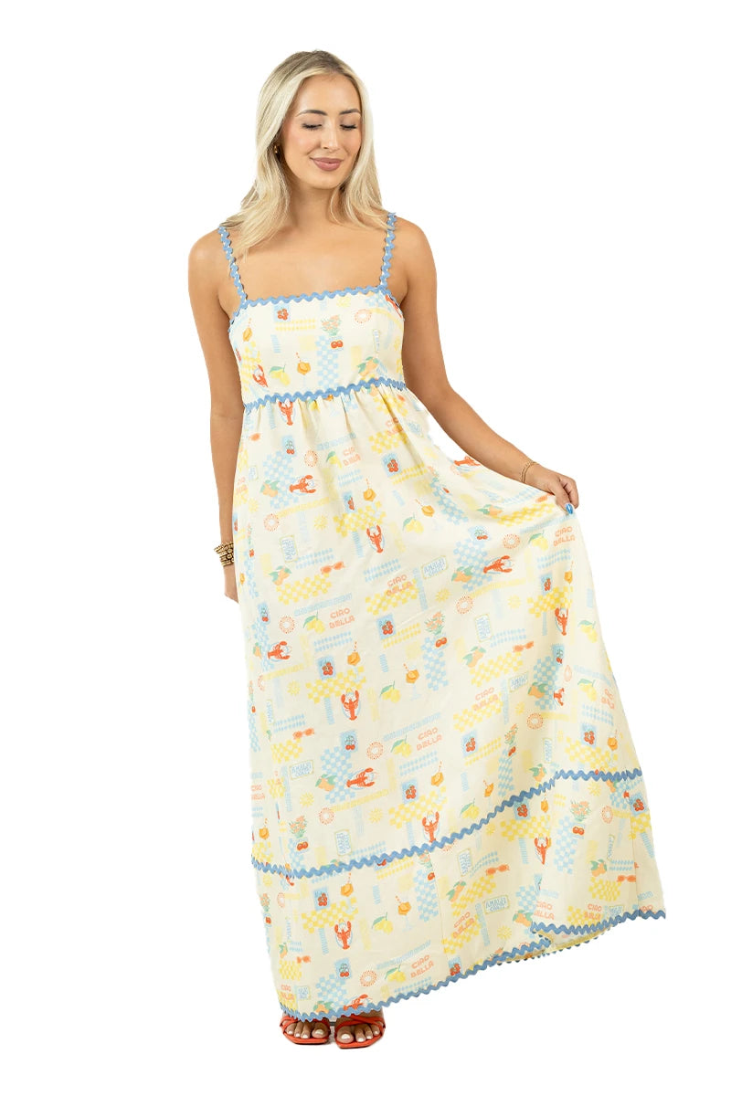 Italian Summer Wholesale Maxi Dress for Women (Yellow)