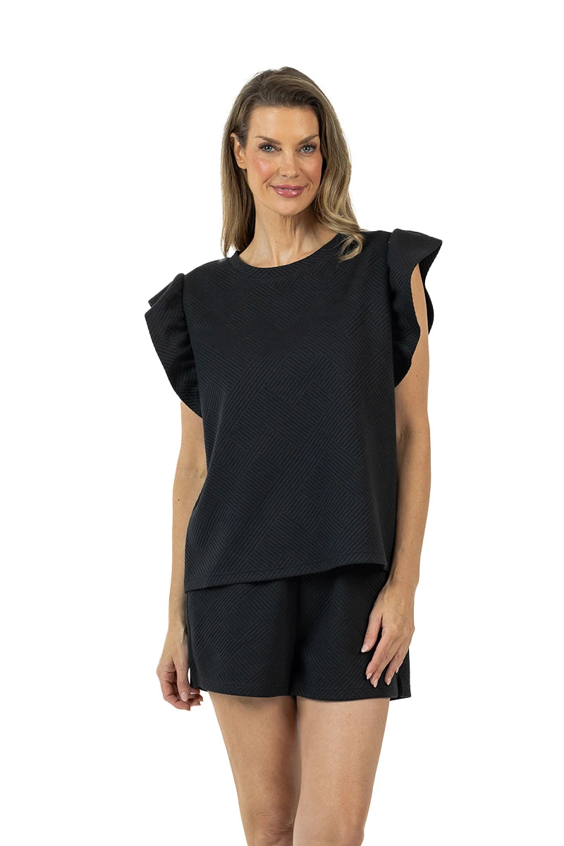 Black Jacquard Wholesale Two Piece Sets Women