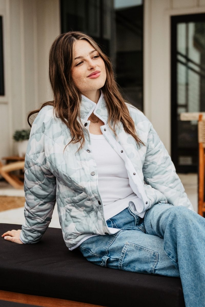 Muted Green Camo Wholesale Quilted Jacket