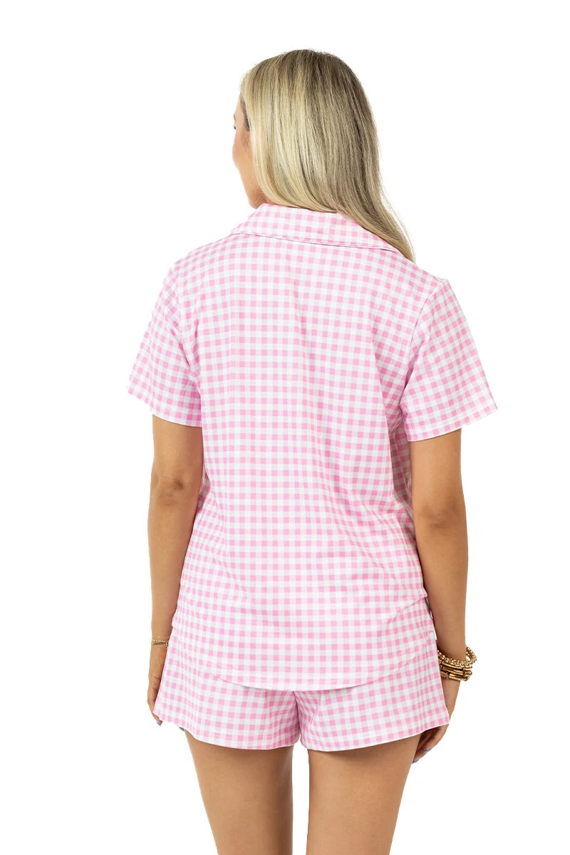 Light Pink Wholesale Plaid Pajama Set