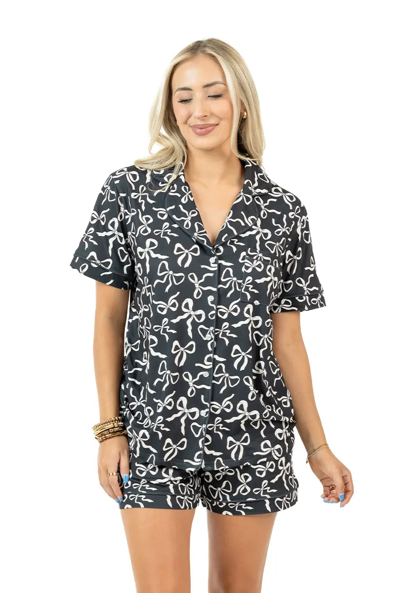 Black Bow Wholesale Matching Pajama Sets