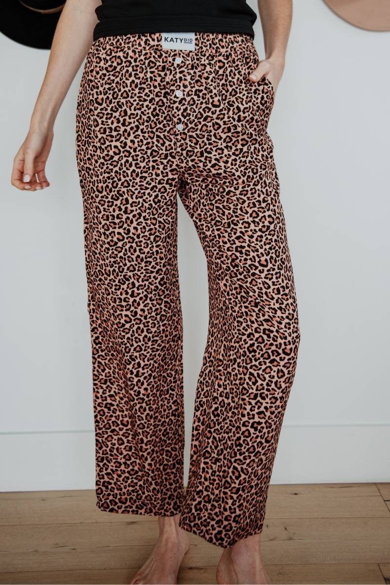 Brown Leopard Print Boxer Pants