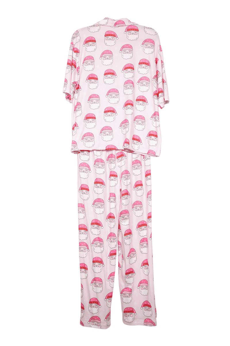 Pink Santa Face Wholesale Matching Holiday PJs