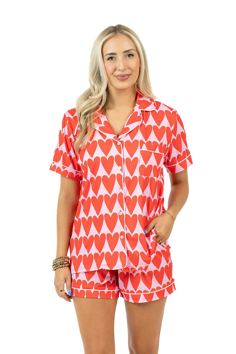 Pink and Red Hearts Wholesale Loungewear Set