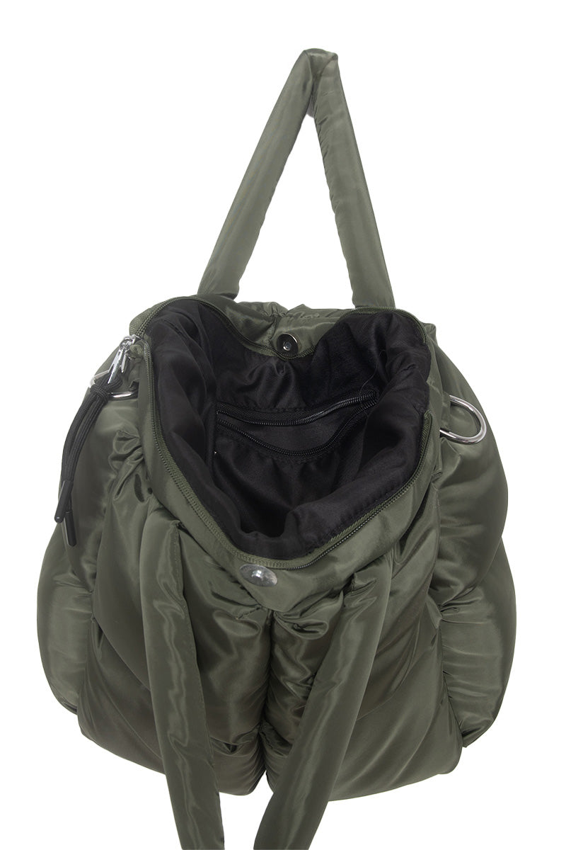 Olive Mini Puffer Tote Bag