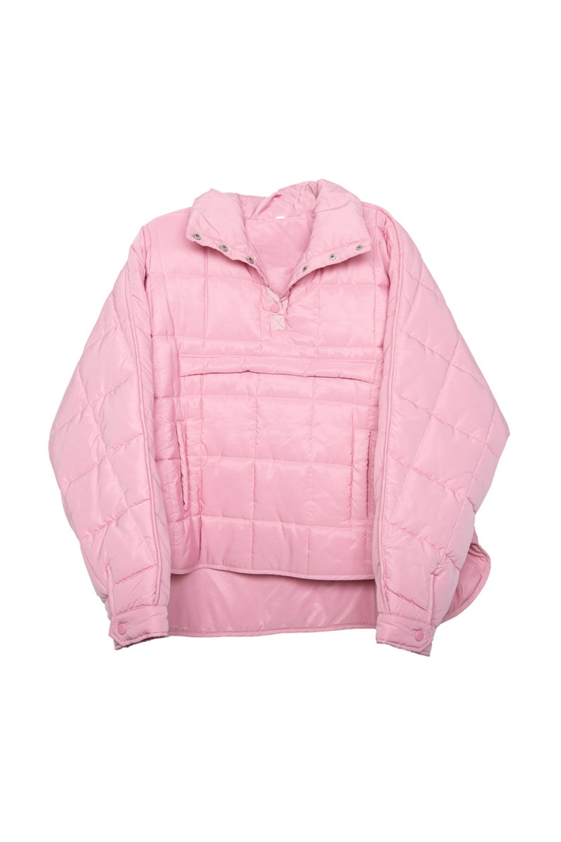 Light Pink Wholesale Puffer Pullover Jacket