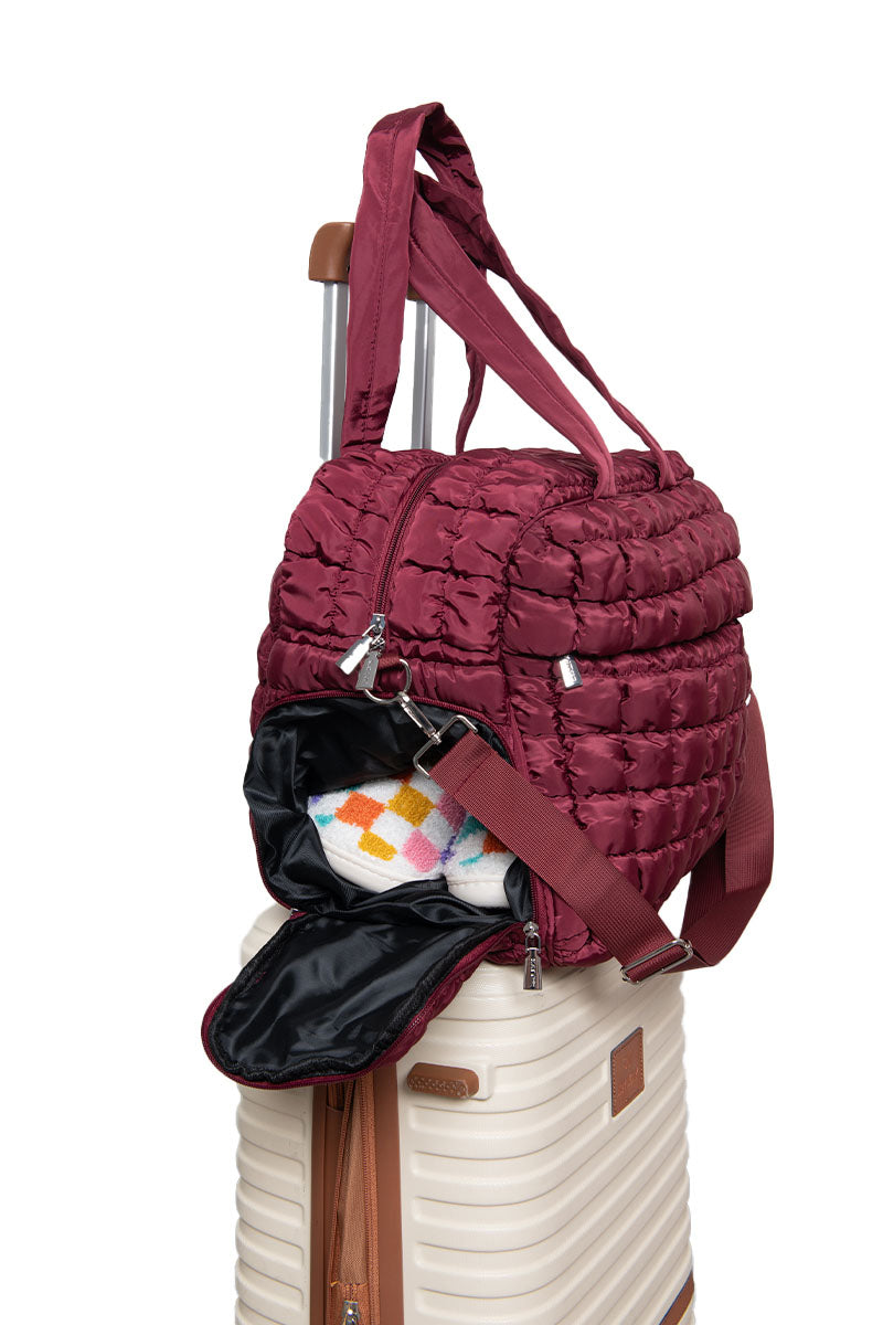Wine Quilted Duffel Wholesale Weekender