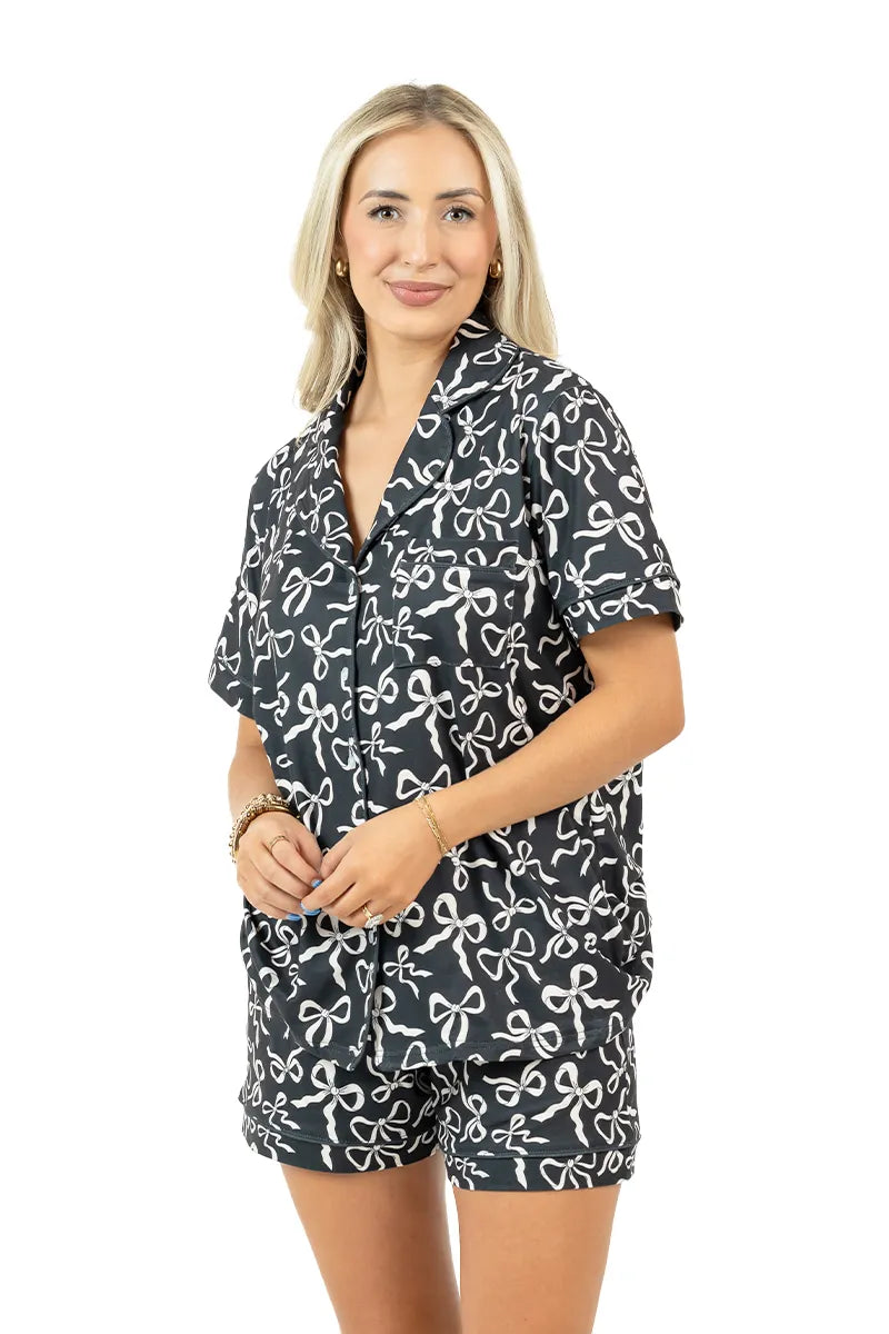 Black Bow Wholesale Matching Pajama Sets
