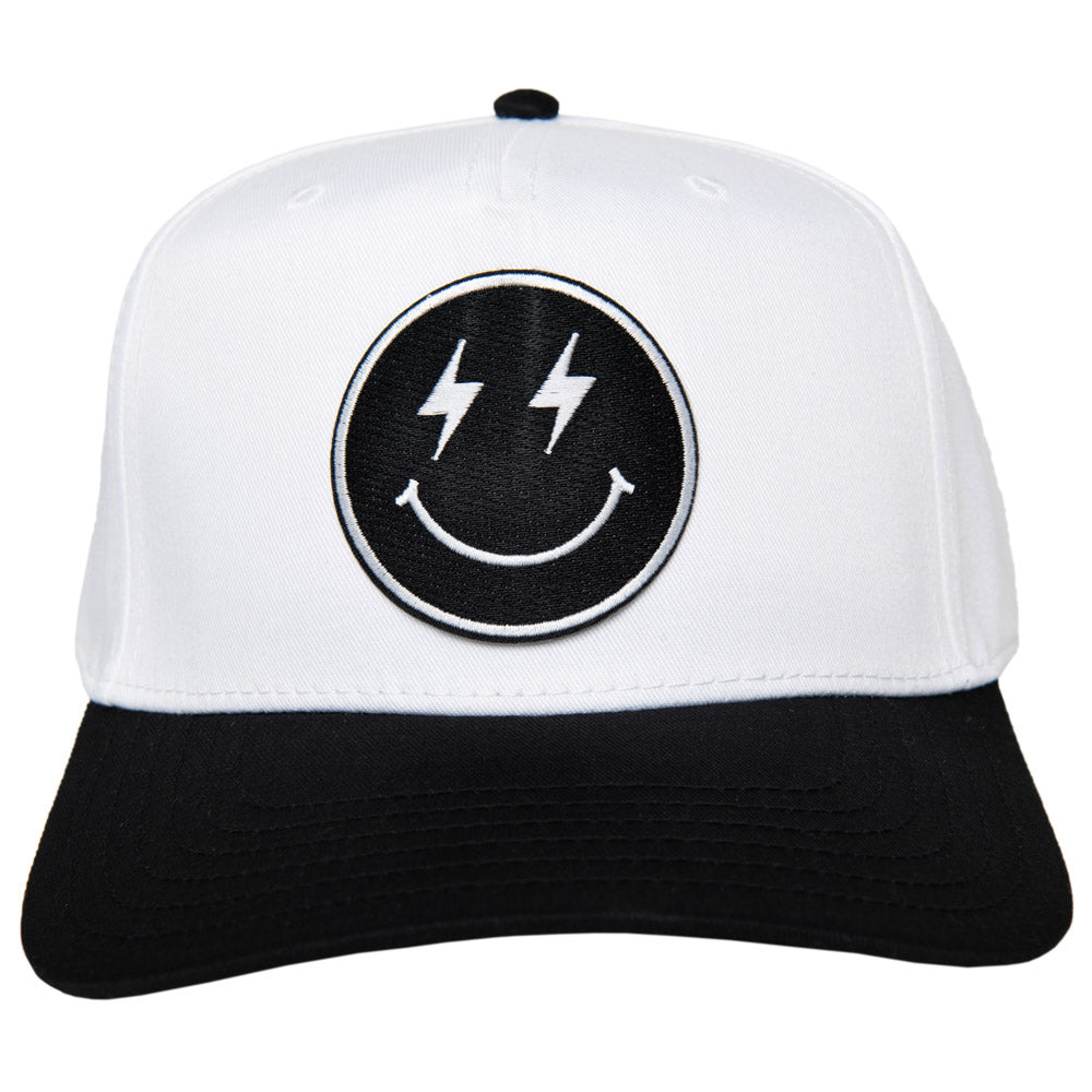 Black Lightning Happy Face Wholesale Two-Toned Vintage Hat