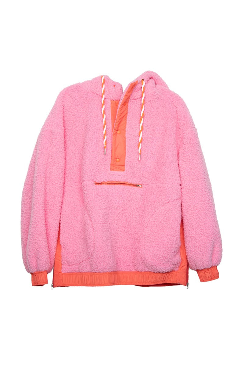 Pink Wholesale Two-Toned Sherpa Fleece Pullover