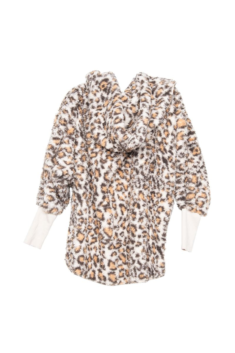 Tan Leopard Lightweight BODY WRAP with Hoodie and Pockets
