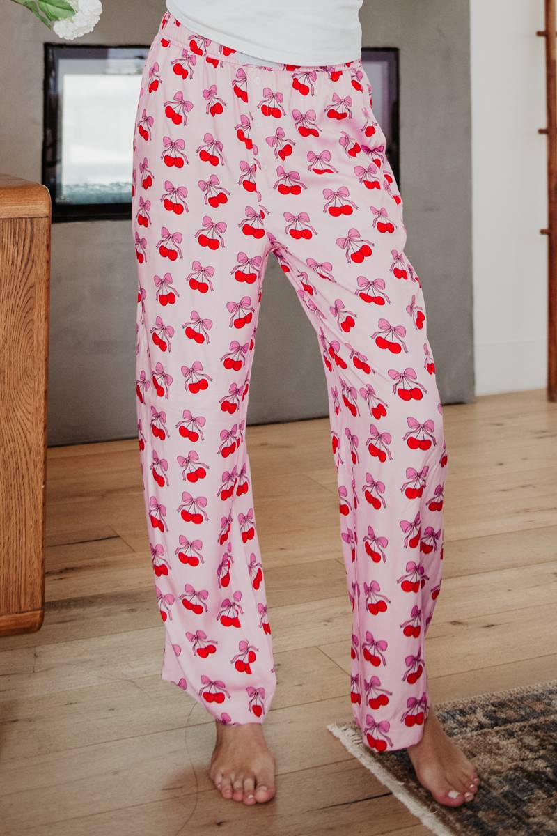 Cherry Bows All Over Casual Boxer Pants