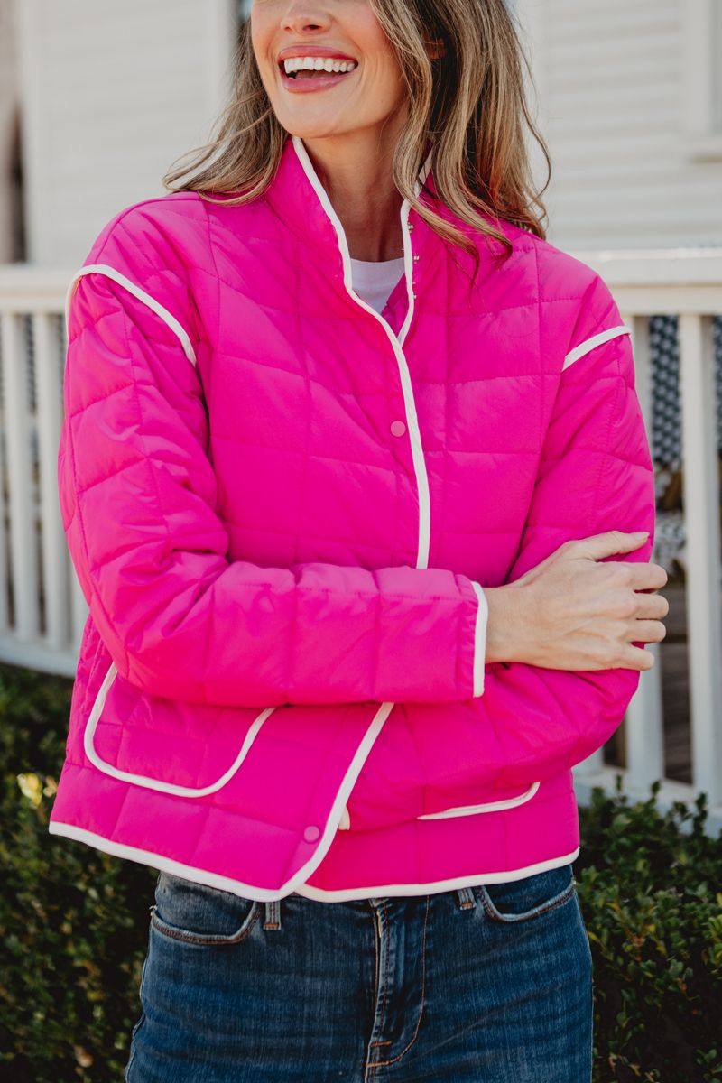 Hot Pink Wholesale Quilted Light Jacket