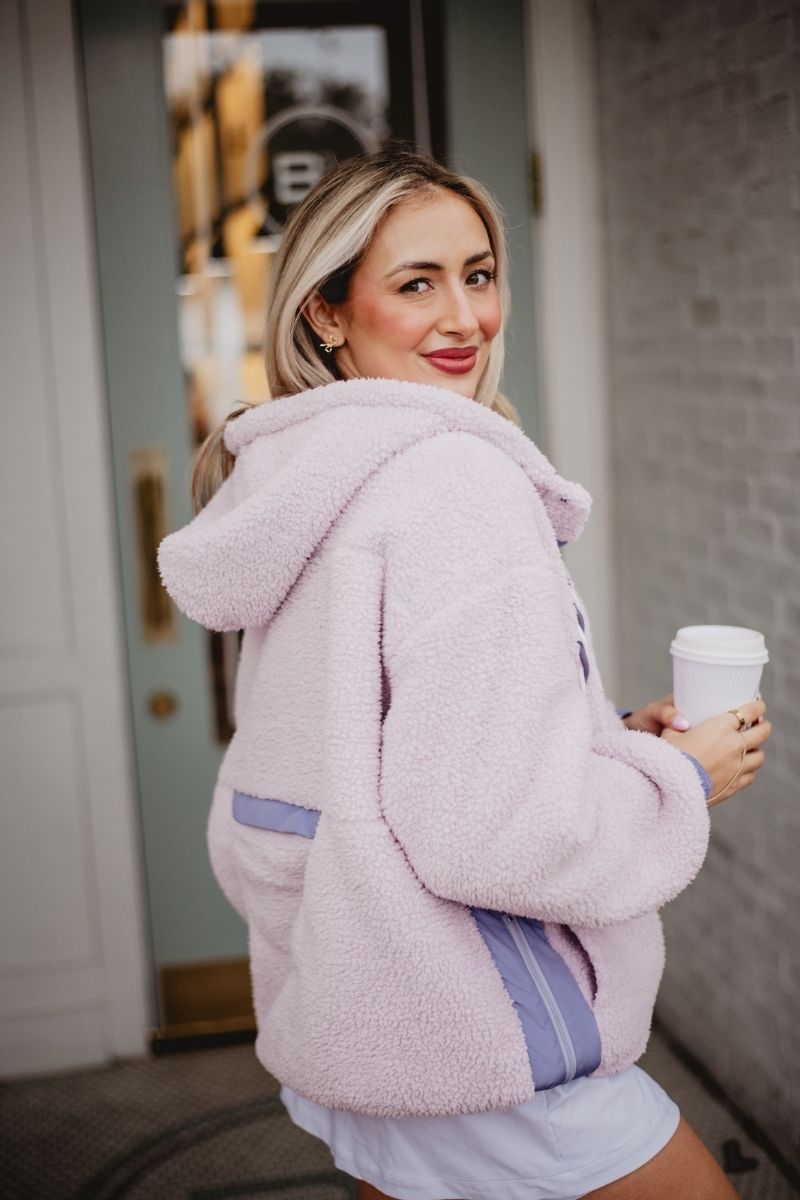 Light Purple Two-Toned Wholesale Sherpa Pullover Hoodies