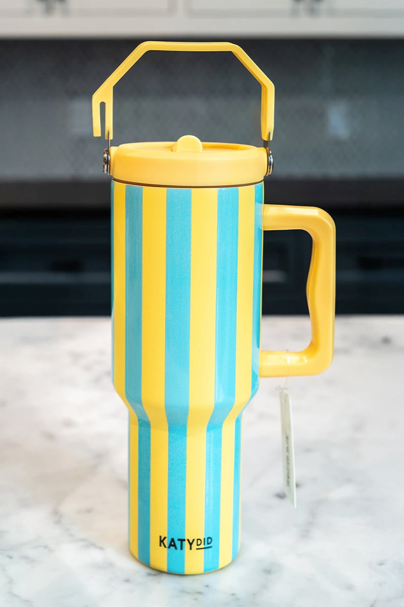 Cabana 38 Oz Jug Tumbler (Yellow and Aqua Striped)