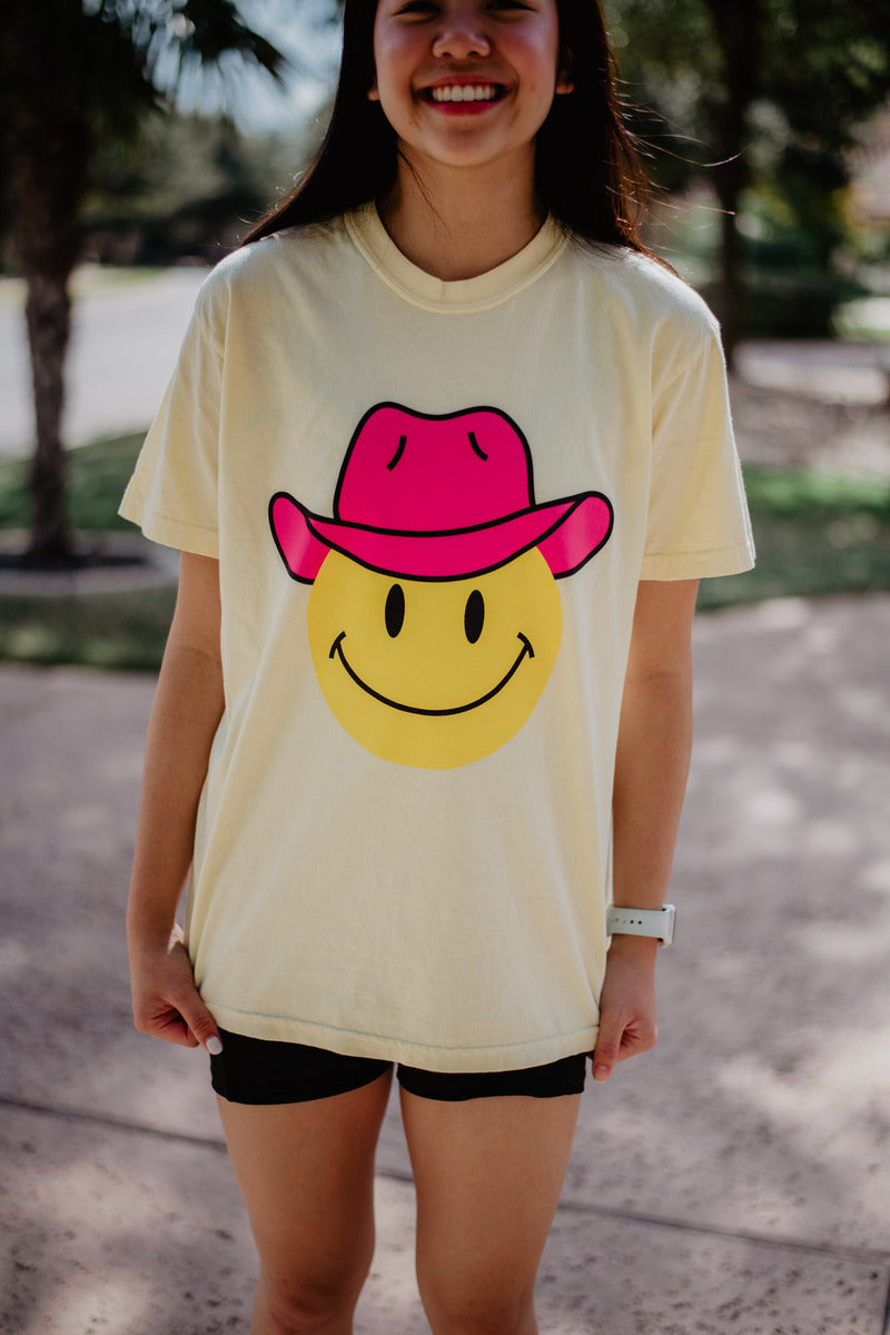 Cowboy Happy Face Western Wholesale Graphic Tee