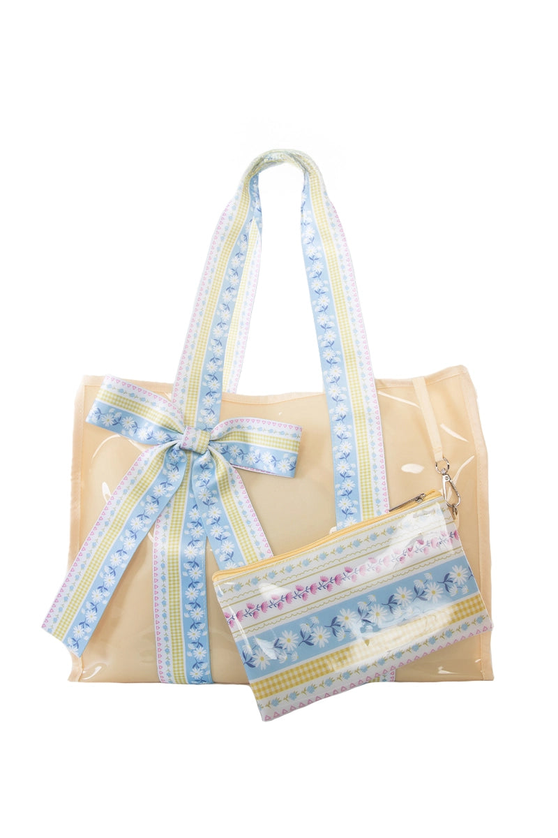 Yellow Ribbon Handle Wholesale Jelly Tote Bag