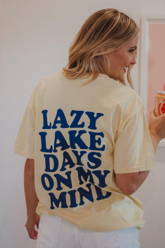 Lazy Lake Days On My Mind Large Print Wholesale Graphic Tee