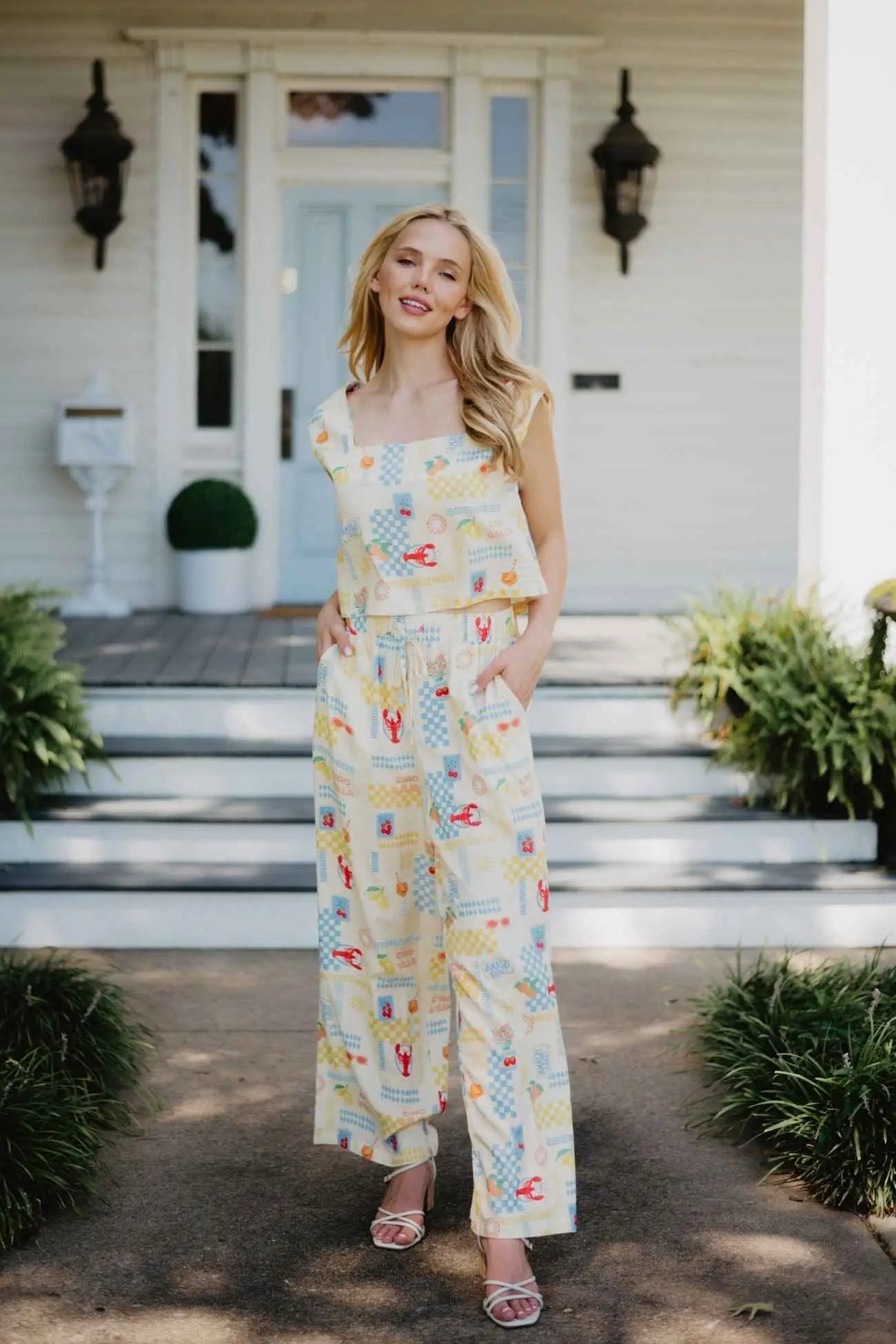 Yellow Italian Summer Wholesale Two-Piece Sets Women