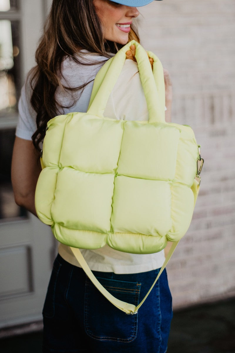 Lime Yellow Wholesale Mini Puffer Tote Bag