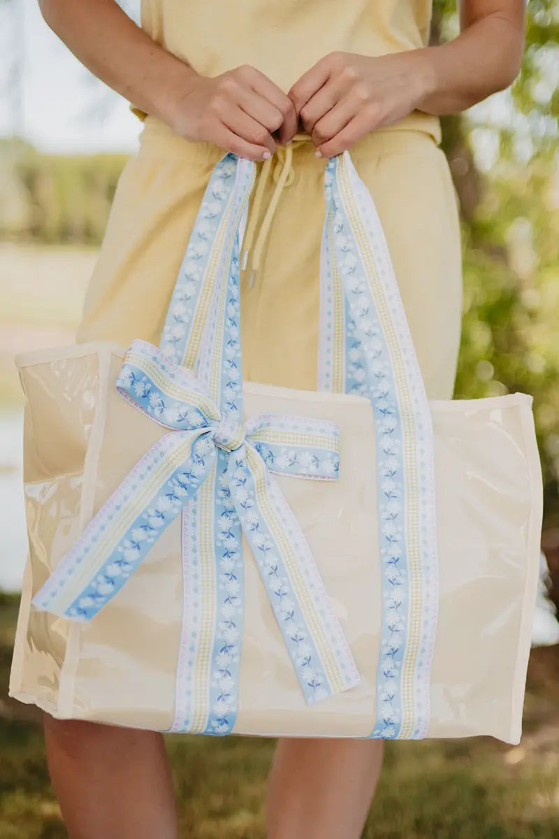 Yellow Ribbon Handle Wholesale Jelly Tote Bag