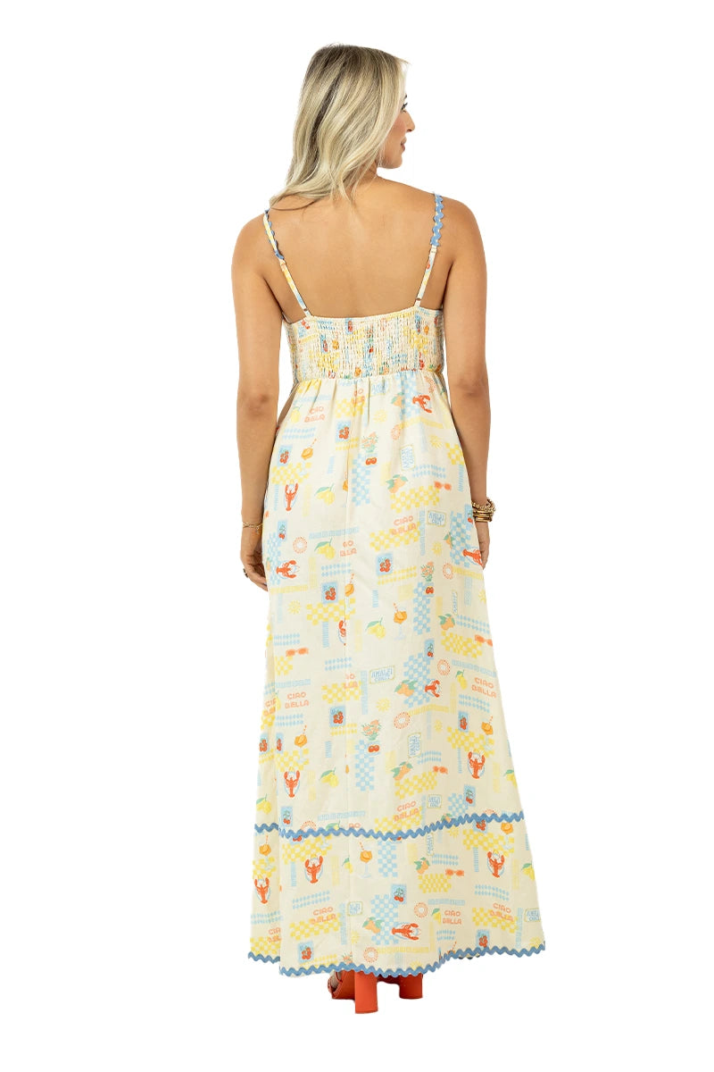 Italian Summer Wholesale Maxi Dress for Women (Yellow)