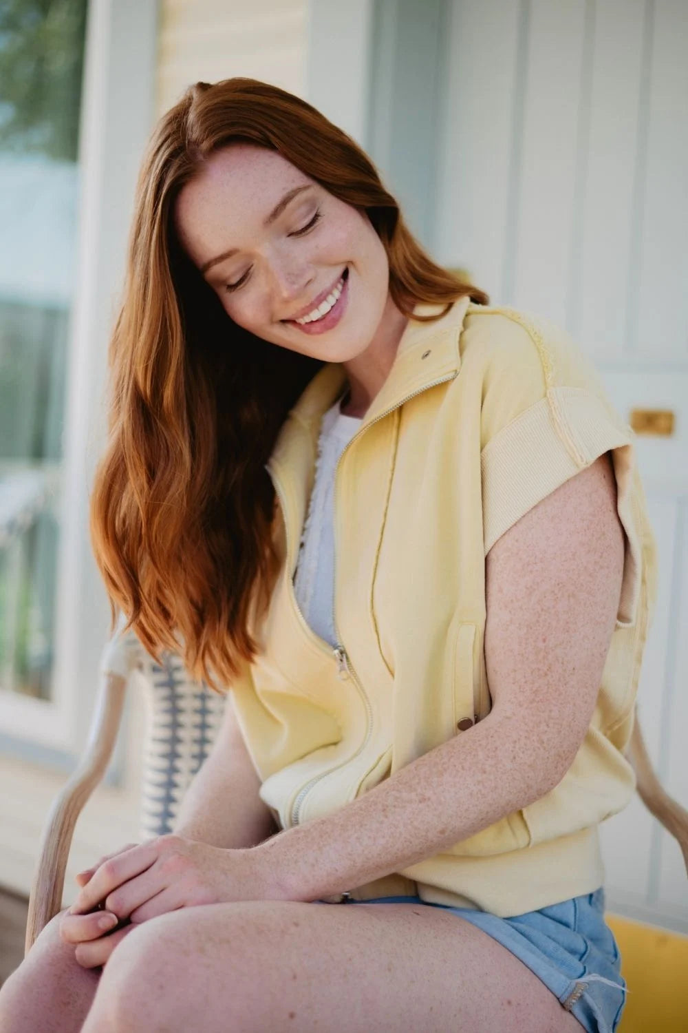 Yellow Garment Washed Wholesale Utility Vest