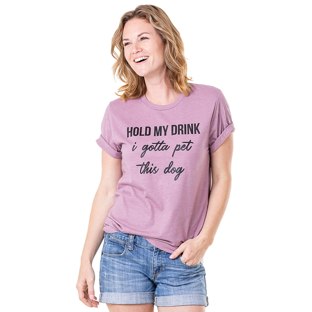 Hold My Drink I Gotta Pet This Dog Wholesale Graphic Tees
