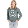 White Printed Happy Face Corded Sweatshirt
