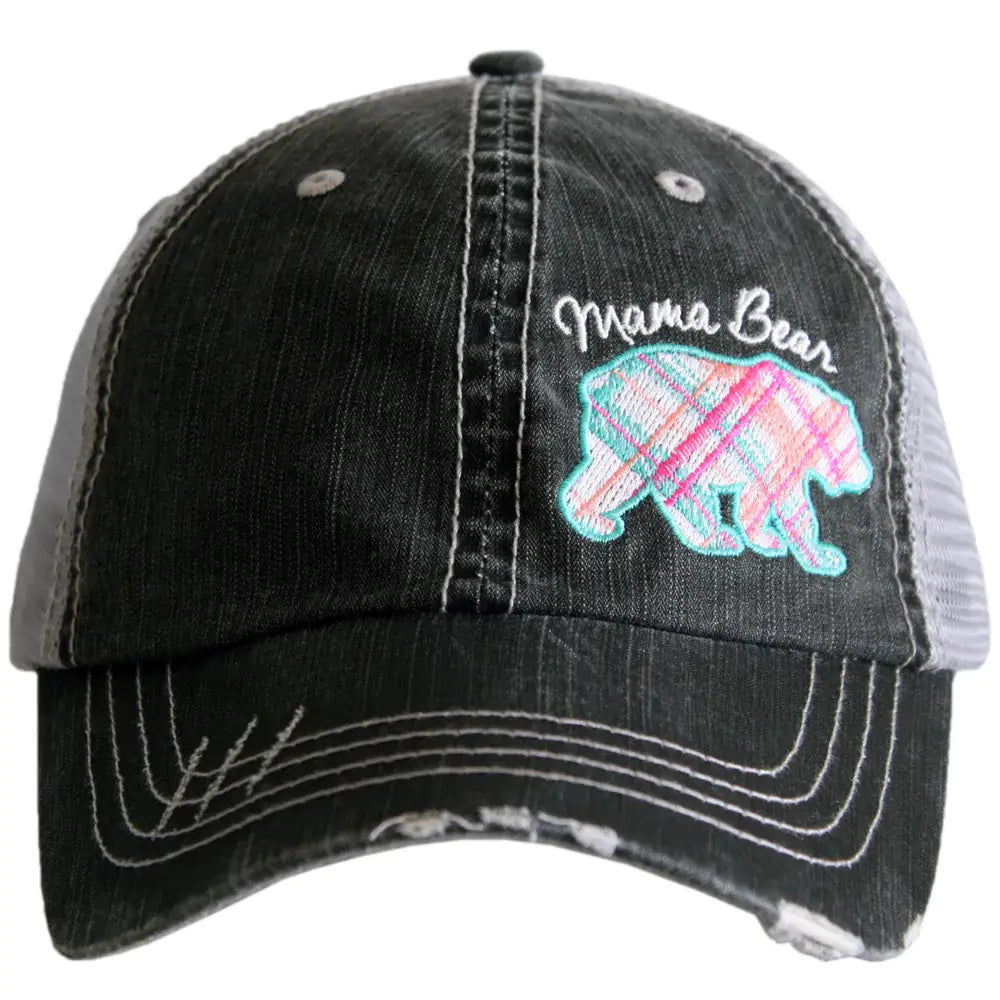 "Mama Bear" Pastel Plaid Wholesale Trucker Hats