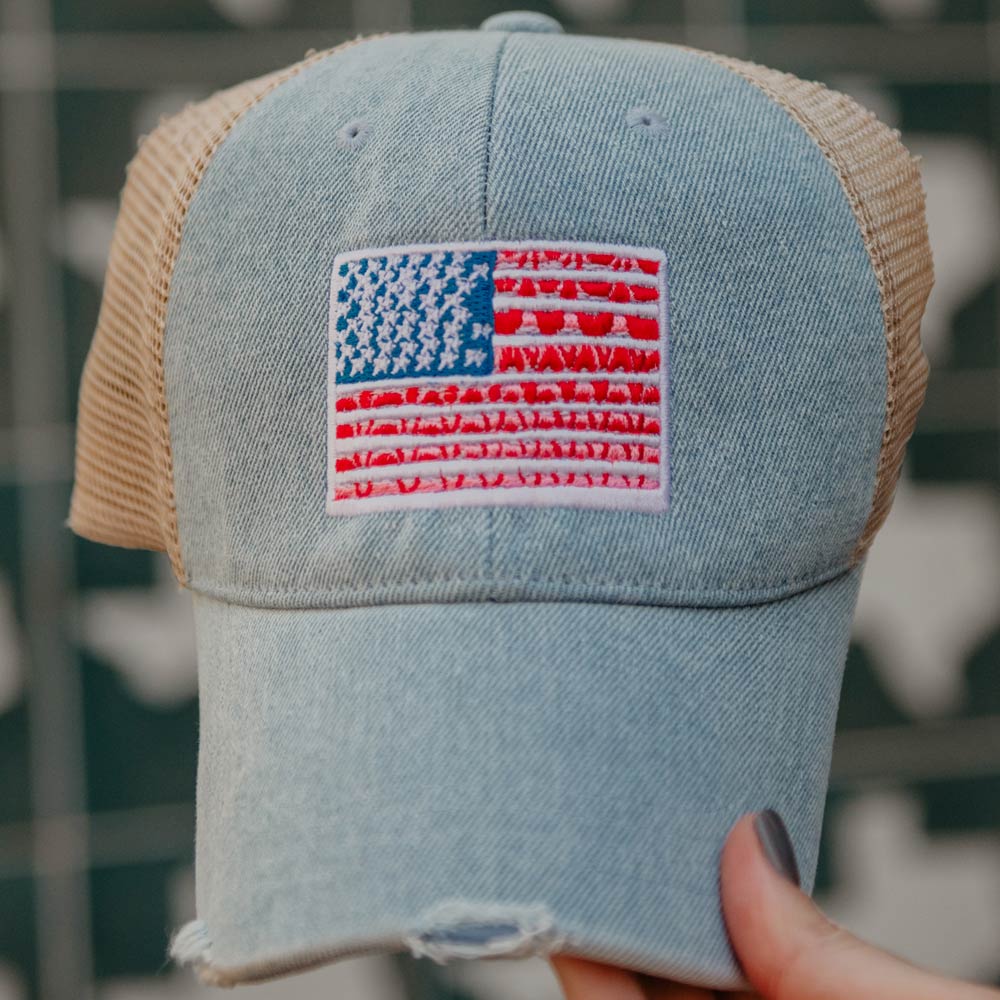 American Flag Trucker Wholesale Denim Hat