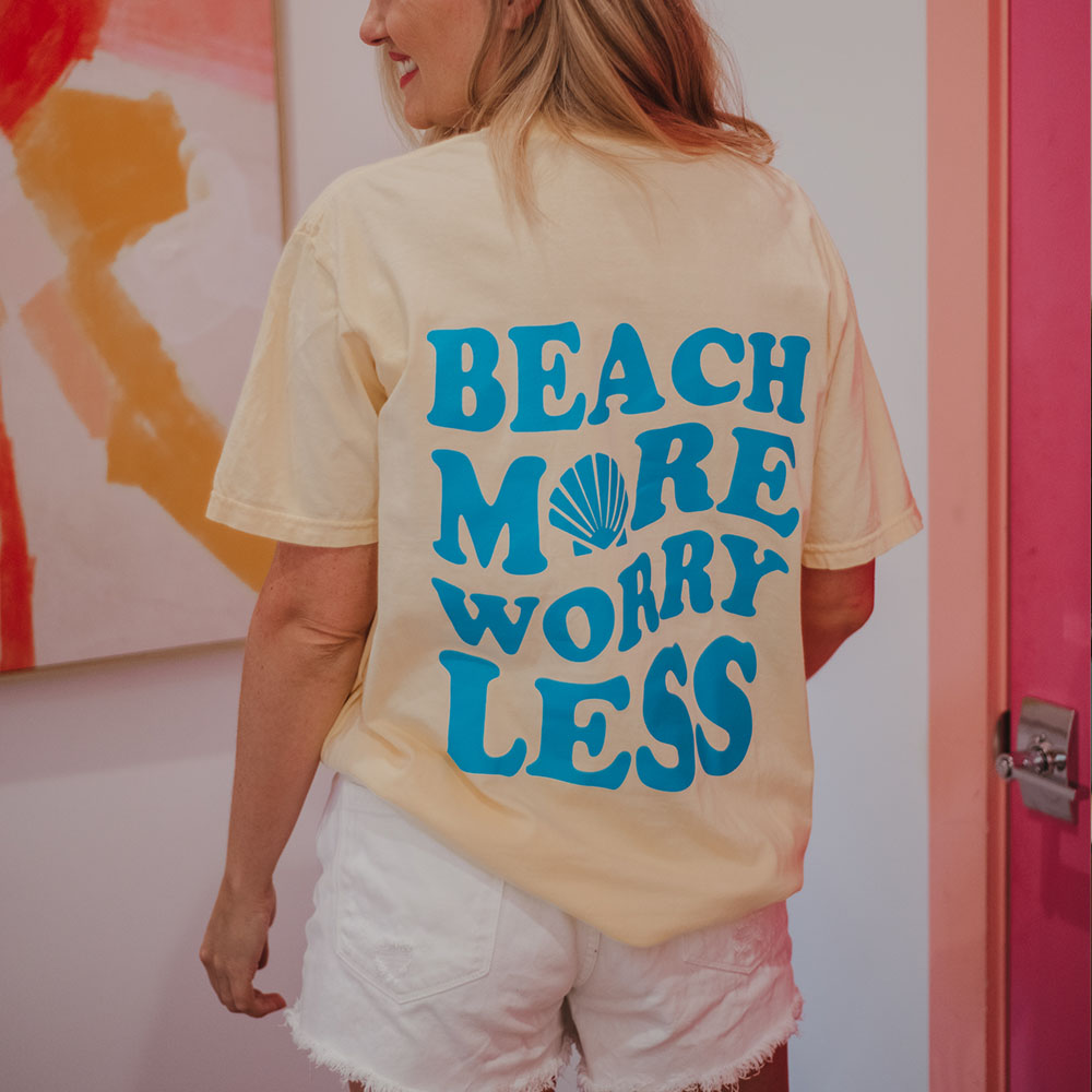 Beach More Worry Less Wholesale Large Print T-Shirt