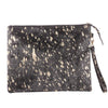 Black/Gold Metallic Hair on Leather Clutch