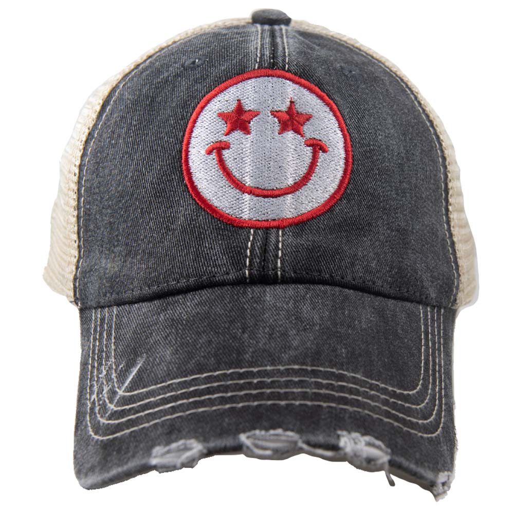 Star Eyed Happy Face 4th of July Wholesale Trucker Hat