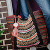 Black/Mutlicolored Aztec Embroidered Tote Bag