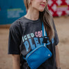 Blue Solid Wholesale Belt Bag with Striped Strap