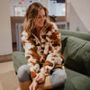 Brown Cow Print Wholesale Sherpa Pullover
