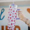 Lilac Floral Wholesale Insulated Tumbler Cup w/ Handle