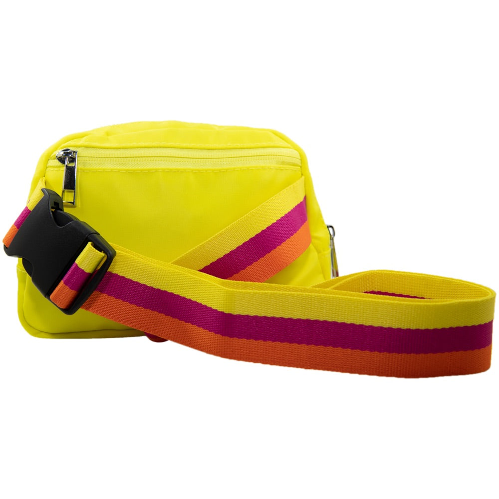 Yellow Solid Wholesale Belt Bag with Striped Strap