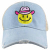 Cowboy Hat Happy Face Wholesale Denim Trucker Hat