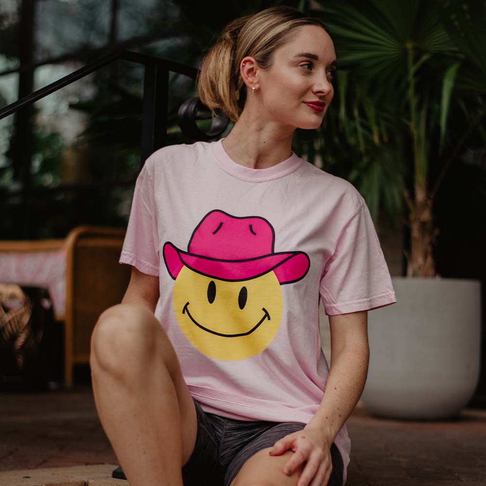 Cowboy Happy Face Western Wholesale Graphic Tee
