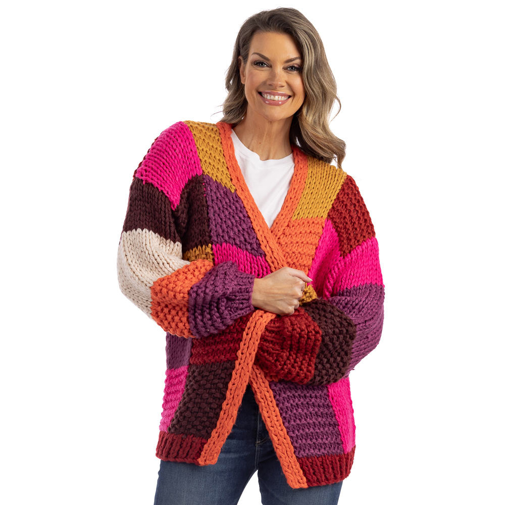Color Block Wholesale Crochet Cardigan