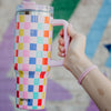 Multicolored Checkered Wholesale 40 Oz Coffee Tumbler Cup