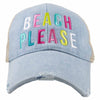 Beach Please (MULTICOLORED) Wholesale Denim Trucker Hat