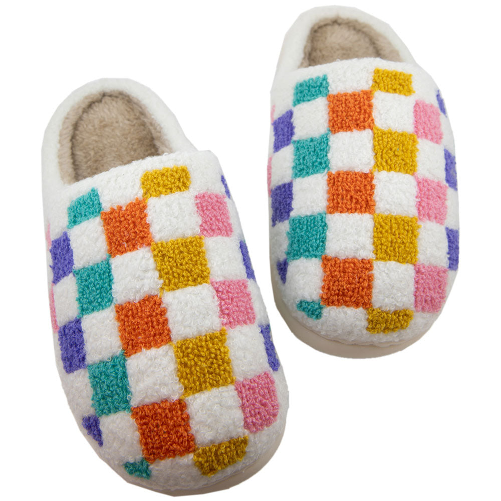 Multicolored Checkered Wholesale Sherpa Slippers